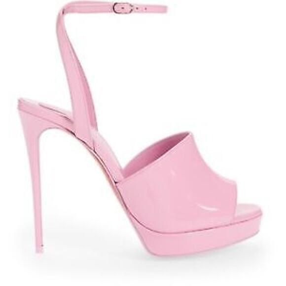 Christian Louboutin Miradona 120 Pink Patent Ankle Strap Sandal Heel Pump 36.5 - Picture 2 of 12